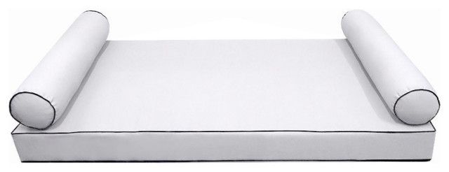 Style5 Queen Contrast Pipe Outdoor Mattress Bolster Slipcover Complete ... with Pipe Trim Medium 24X26X6 Deep Seat Back Cushion Slip Cover Set Ad105