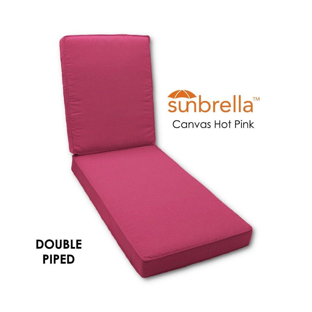 Sunbrella Canvas Hot Pink Chaise Lounge Cushion Patio Chaise Lounge ... inside Sunbrella Canvas Hot Pink Outdoor Pillows, Set Of 2, 12X18