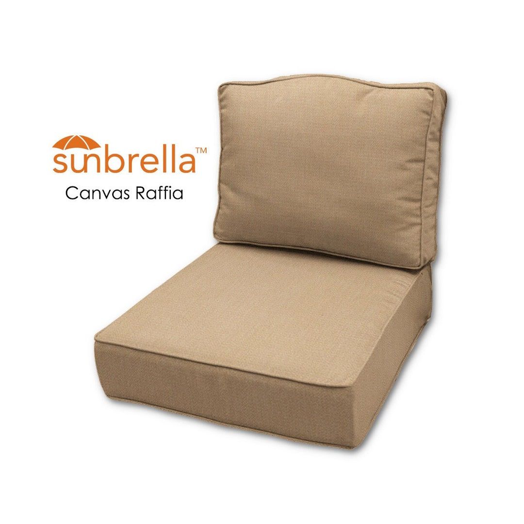Sunbrella Canvas Raffia Deep Seating Patio Chair Cushions Outdoor ... pertaining to Sunbrella Granite Gray Outdoor Deep Seating