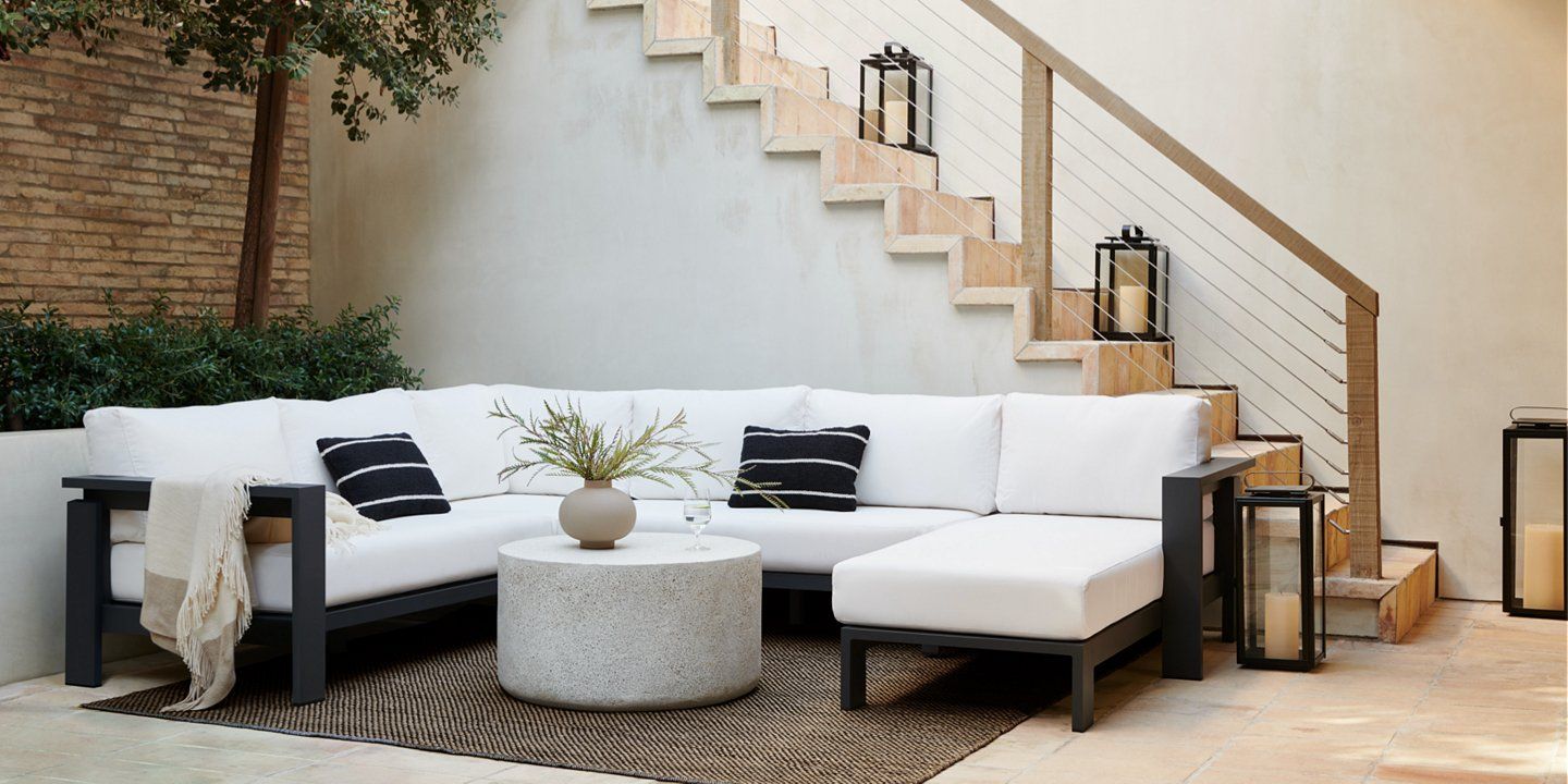 Sunbrella Patio Furniture, Cushions &amp; Umbrellas | Crate &amp; Barrel with regard to Understanding the Comfort and Durability of Bristol Sunbrella Outdoor Sofas