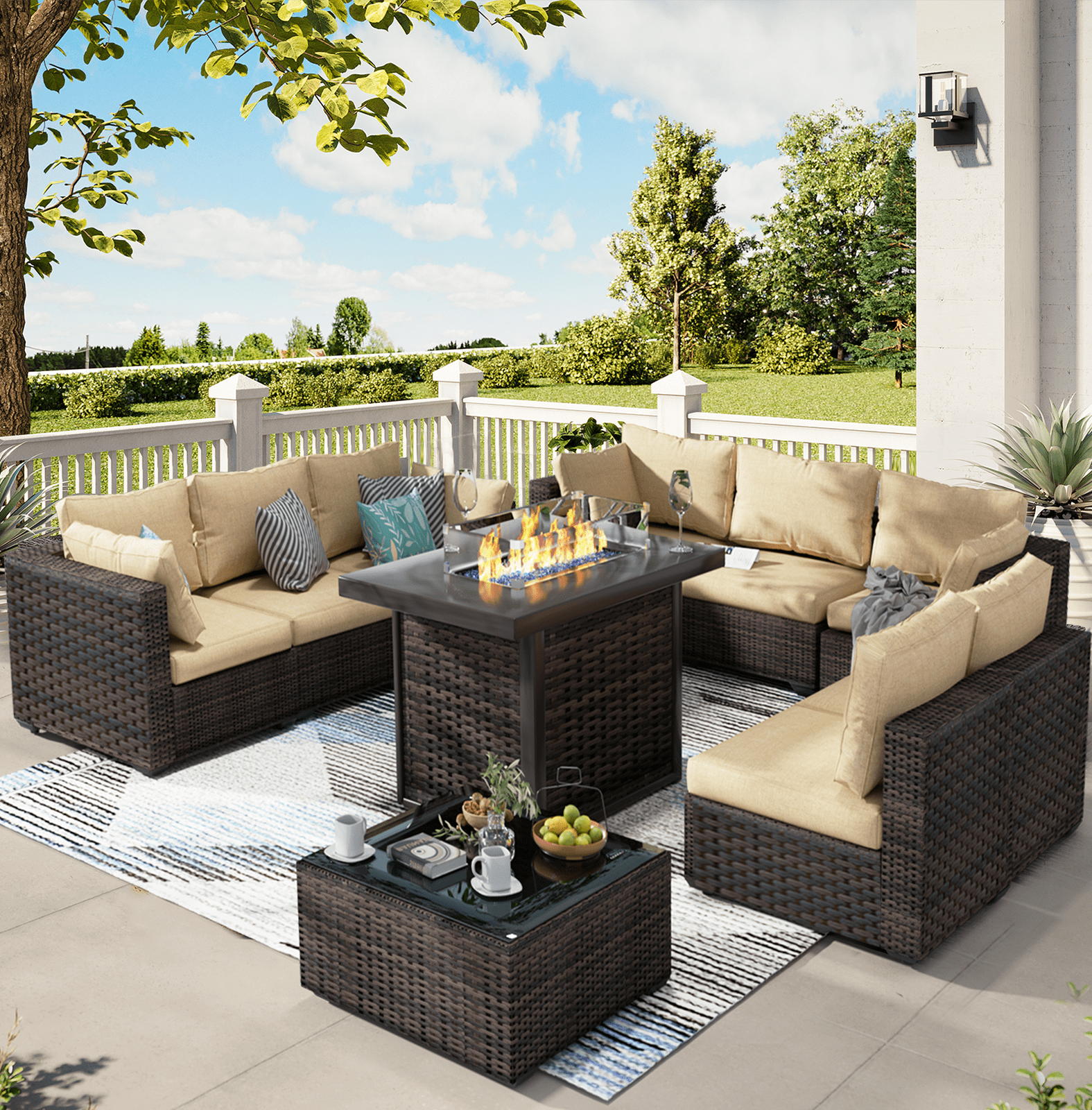 Design considerations for versatile 10-piece patio seating arrangements