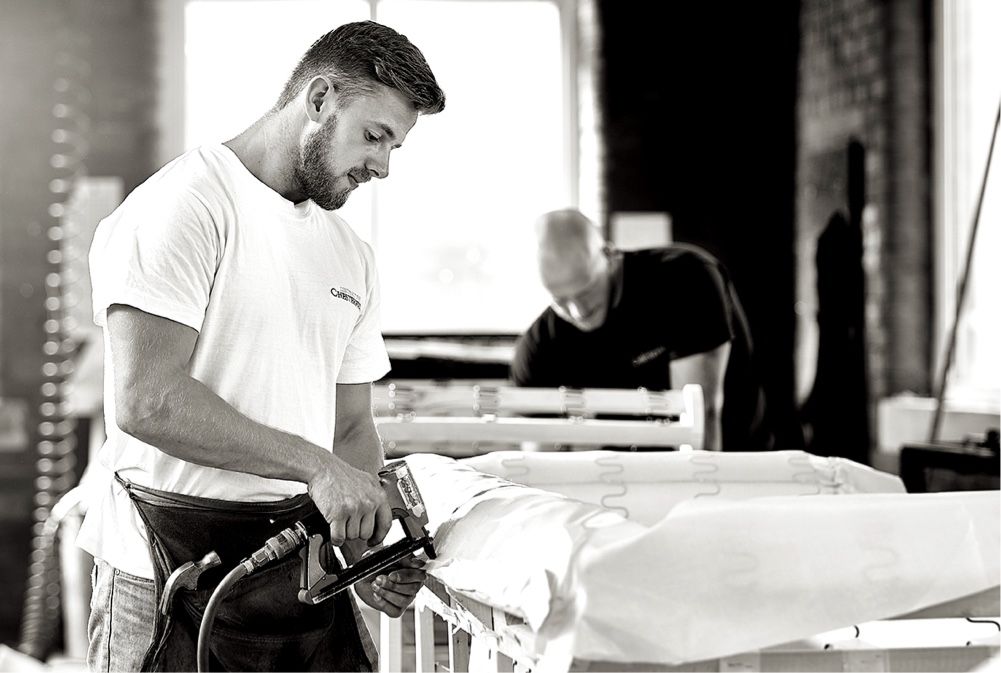 The Artisanal Techniques Behind Chesterfield Corner Sofas in Tibi Sofa, Grey, Louis Cream