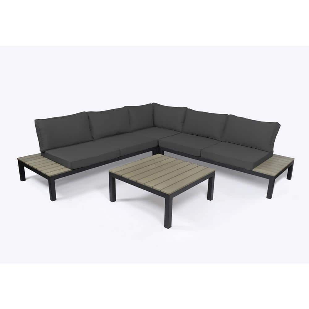 Tortuga Outdoor Lakeview Aluminum Outdoor Sectional Set Patio Furniture ... intended for A Closer Look at the Brentwood Aluminum Patio Sectional in Charcoal Gray