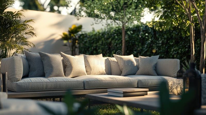Upscale Outdoor Seating Arrangement Pillows Stock Photos - Free ... with regard to The art of mixing textures in outdoor seating arrangements with striped pillows