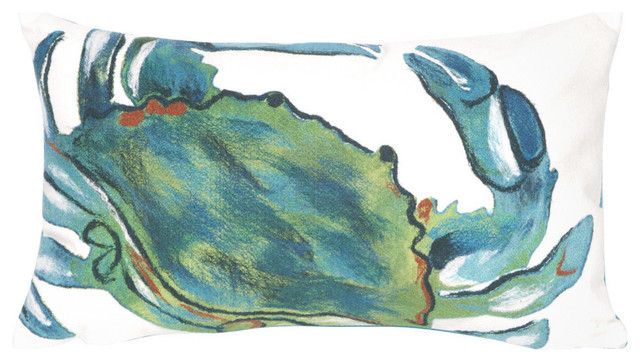 Visions Blue Crab, 12"X20" - Beach Style - Outdoor Cushions And Pillows ... with regard to Behind the Scenes of Creating Visions Blue Crab 20x20 Masterpiece
