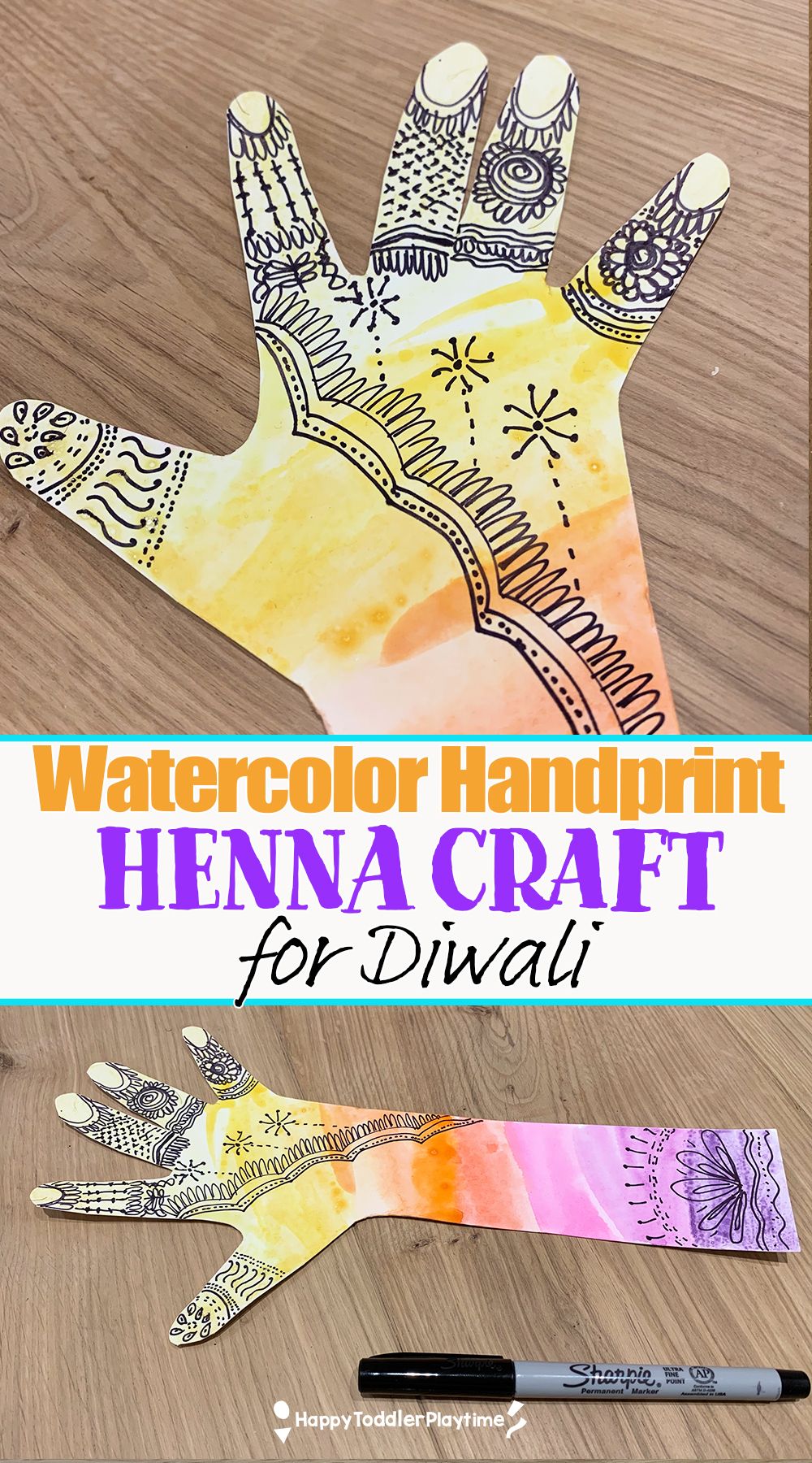 Watercolor Henna Handprint Craft For Kids - Happy Toddler Playtime in La Jolla Canvas Henna Durable Aluminum Frame Outdoor Sofa