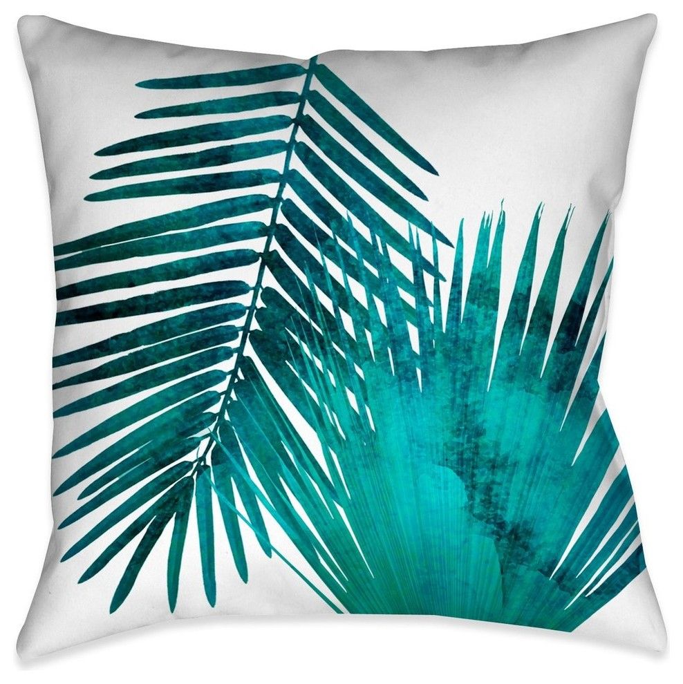 Outdoor decorator tips for watercolor teal palms ii decorative pillow