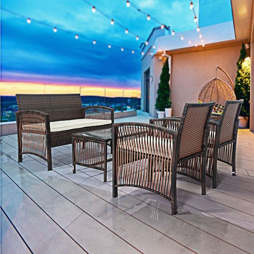 Wayfair | Four Person Wicker &amp; Rattan Patio Dining Sets You'll Love In 2023 throughout Crafting Comfort with Living Source International 4-Person Wicker Groups