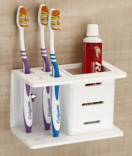 White Tb05 Acrylic Bathroom Toothbrush Holder, For Home At ₹ 270/Piece ... for DIY Bathroom Hack Using Old Toothbrushes for Faucet Corner Detailing
