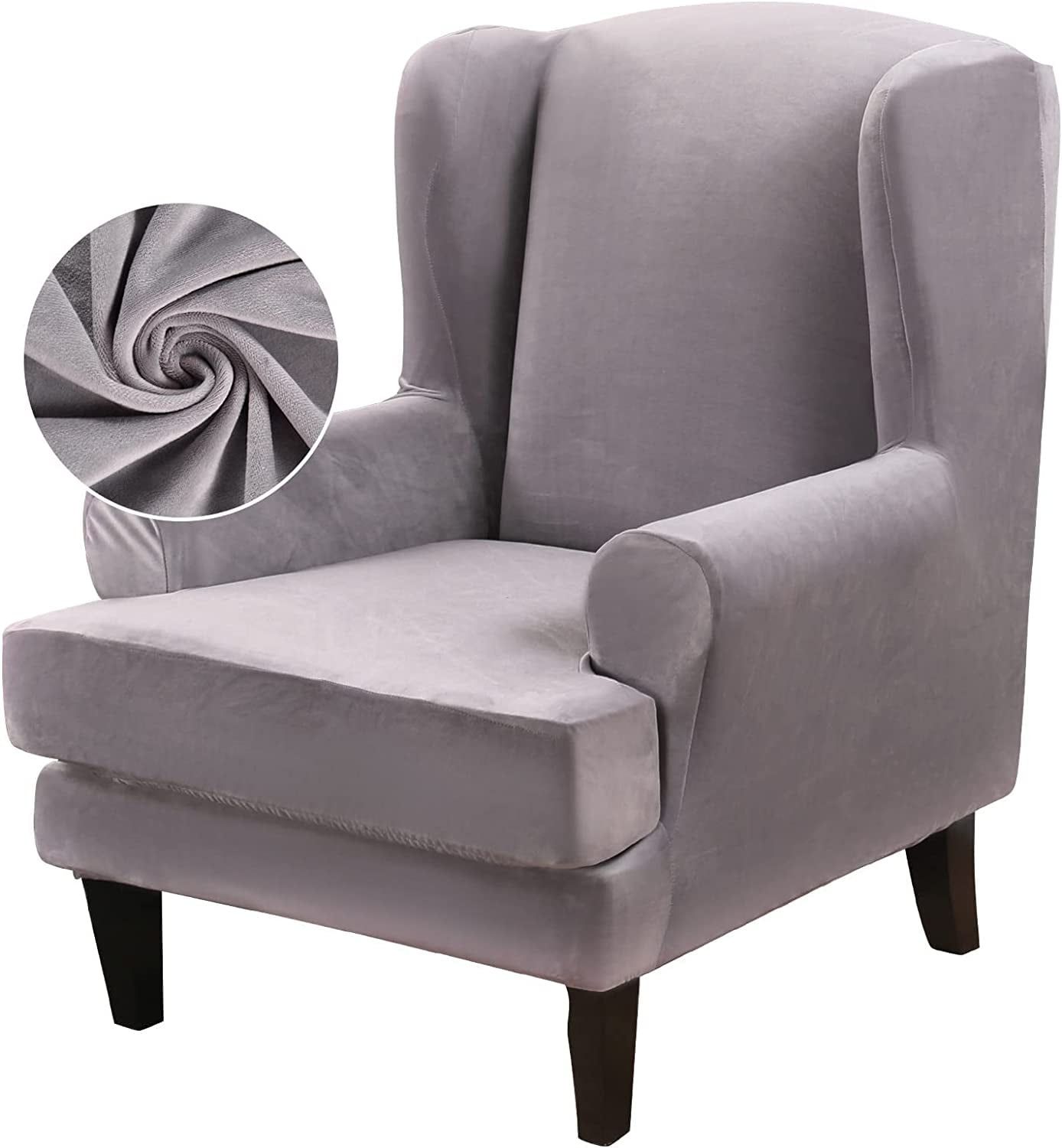 Wing Chair Slipcover Velvet Covers 2 Pieces Arm Chair Furniture Sofa ... inside Exploring the Design Features of AD105 Slip Cover Sets for Home Furnishings
