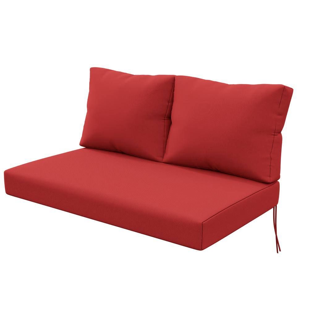 Wnp 46 In. X 26 In. Outdoor Patio Replacement Loveseat Cushion Set With ... for 60"X19" Tufted Solid Outdoor Spun Polyester Loveseat Cushion Red