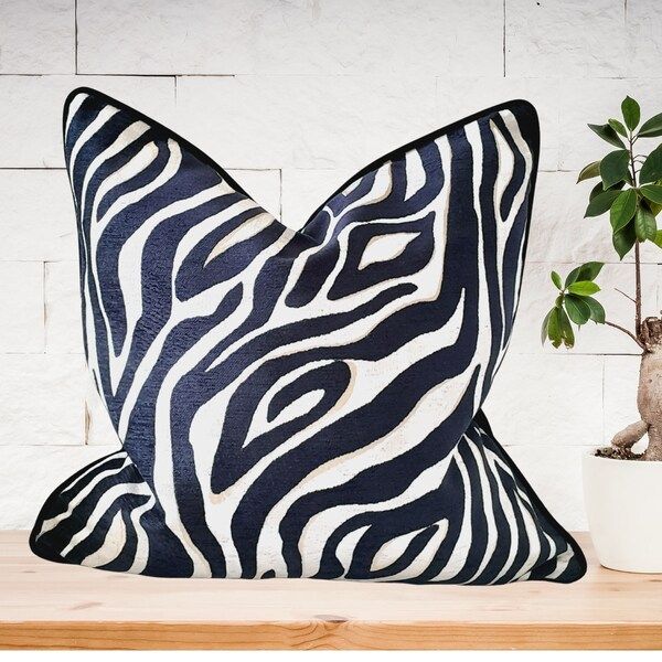 Zebra Lumbar Pillow - Etsy in Zebra Gray Lumbar Indoor/Outdoor Performance Pillow, 12"X20"