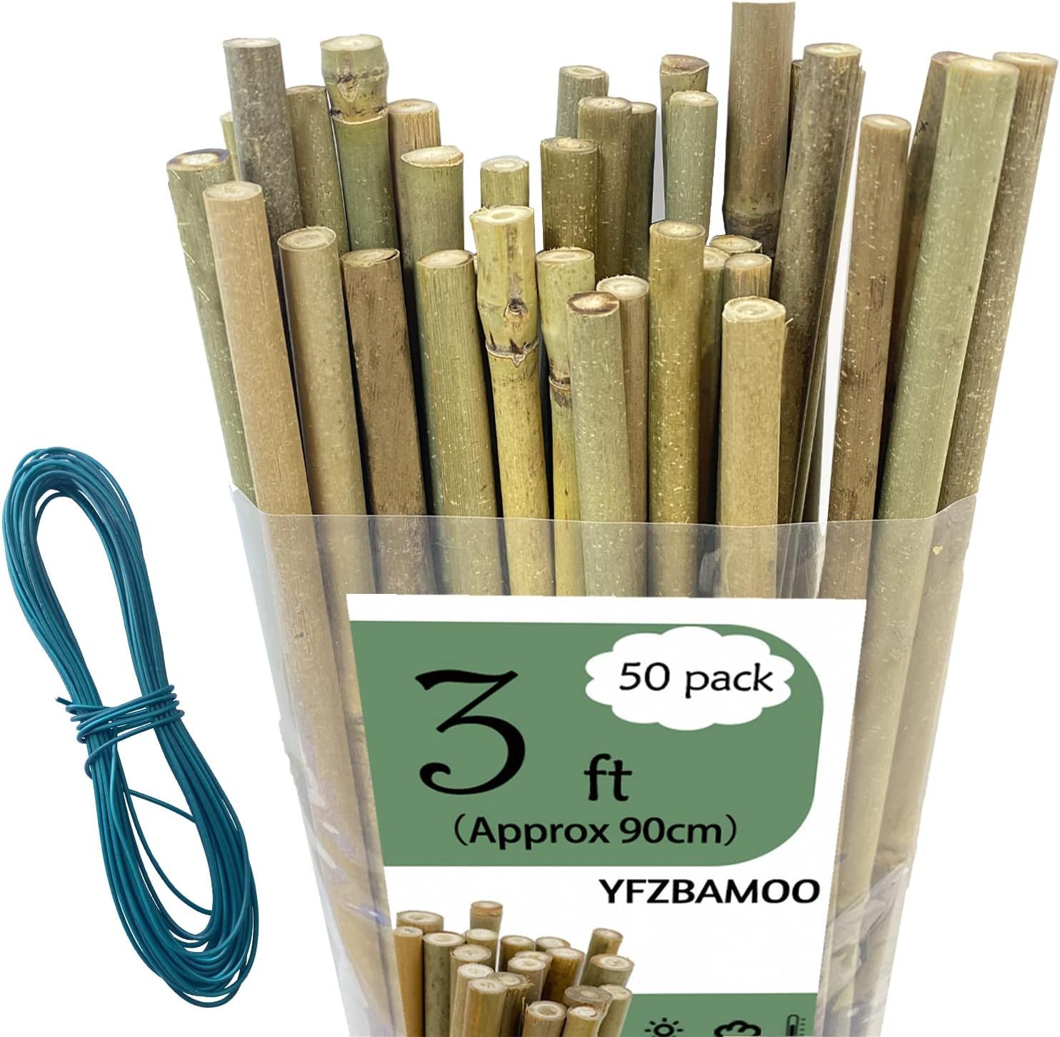 Amazon.com : Yfzbamoo Bamboo Stakes For Plants 3 Feet, 50 Pack Plant ... pertaining to Bamboo Plant Stakes Eco