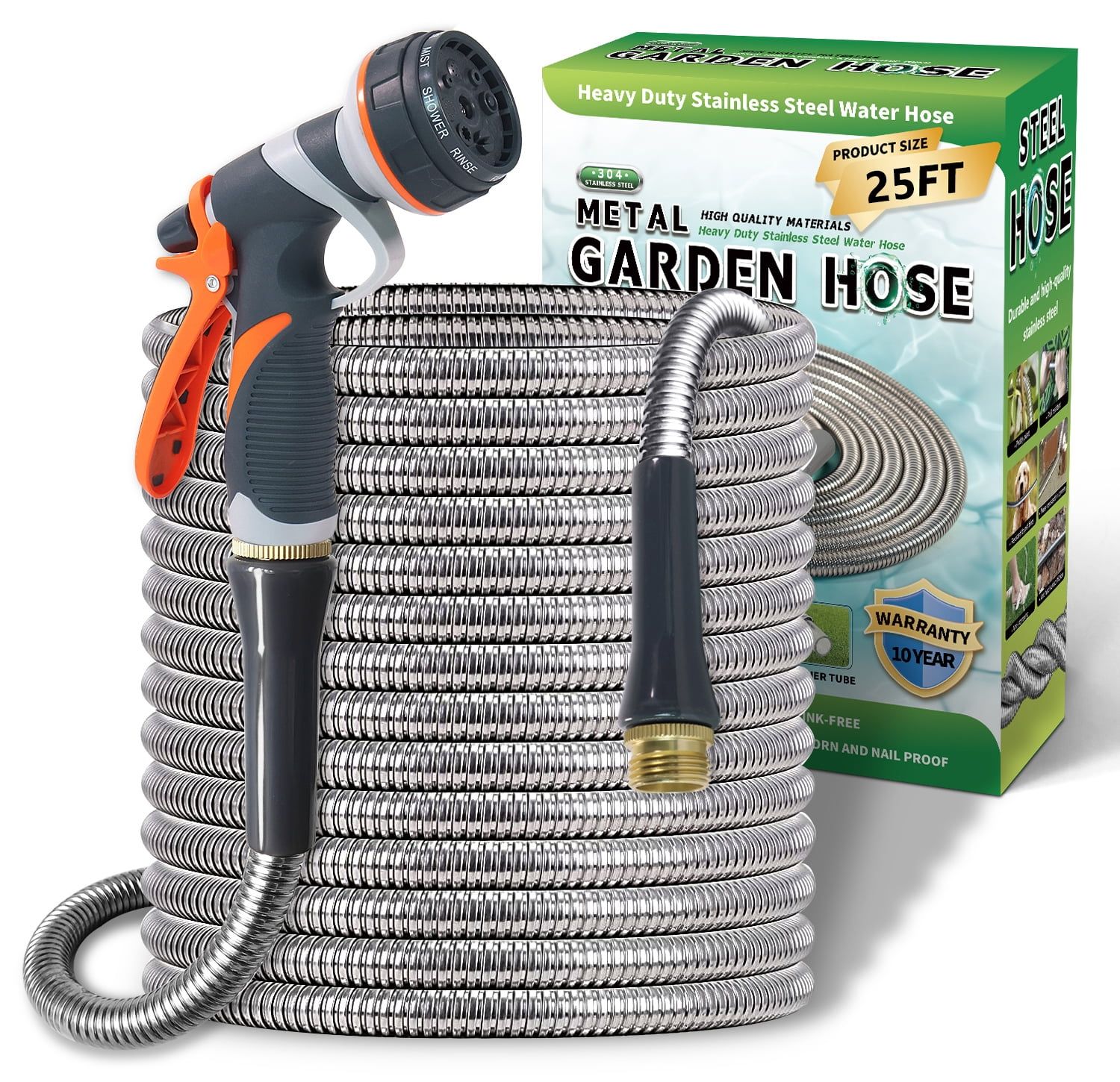 Durable &amp; Strong 25Ft Stainless Steel Garden Hose - Kinkless, Thorn ... throughout How to Choose the Right Sustainable Garden Hose 25ft for Your Outdoor Space
