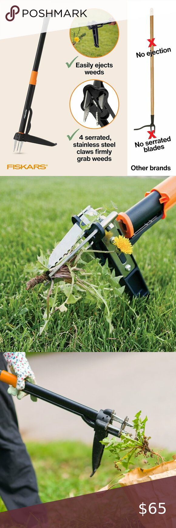 Fiskars 4-Claw Stand Up Weeder Gardening Hand Weeding Tool With 39 ... inside Durable Eco Garden Weeder