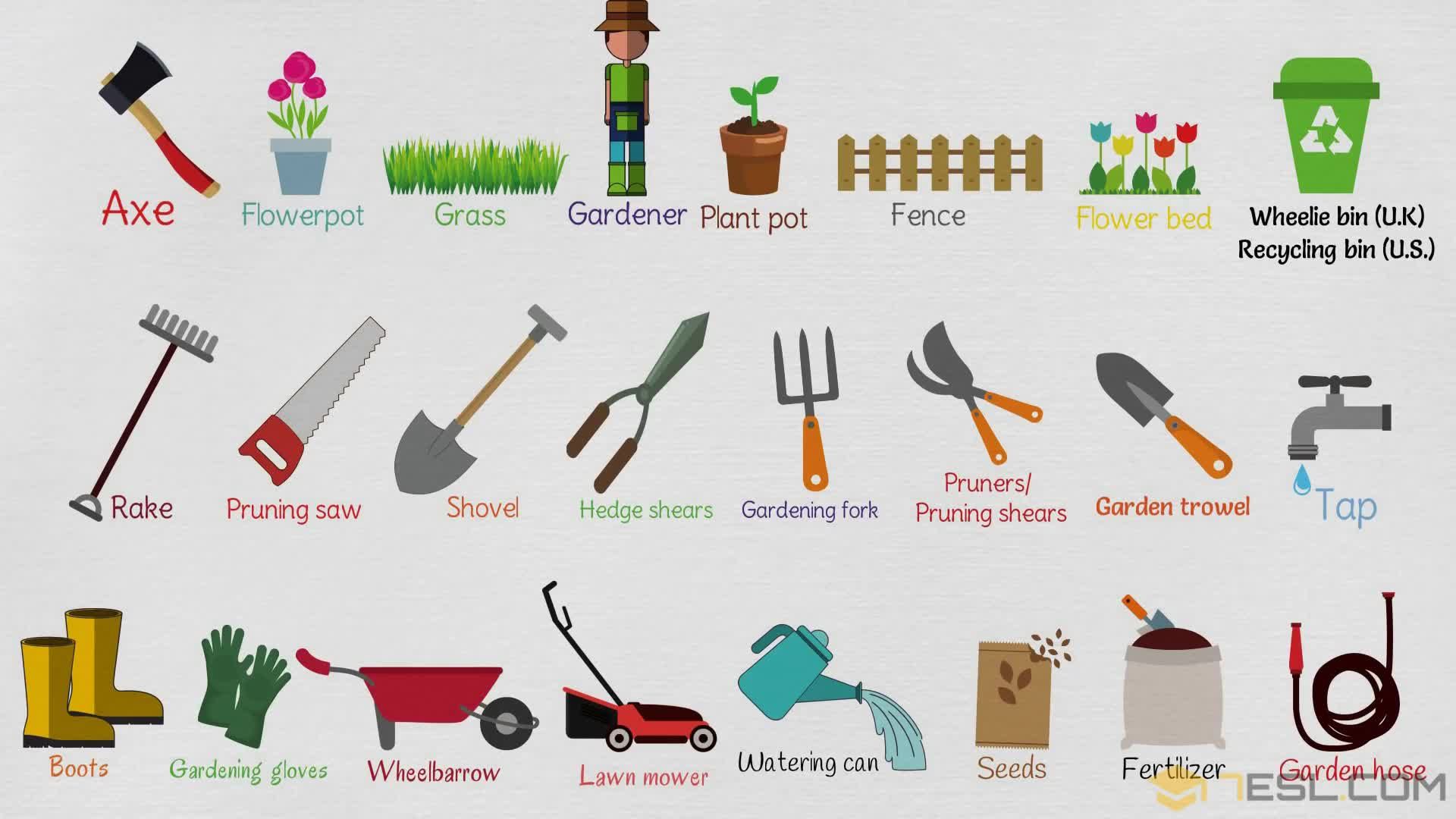 Gardening Tools: Names, List With Useful Pictures • 7Esl pertaining to Bamboo Garden Tool Grips Eco