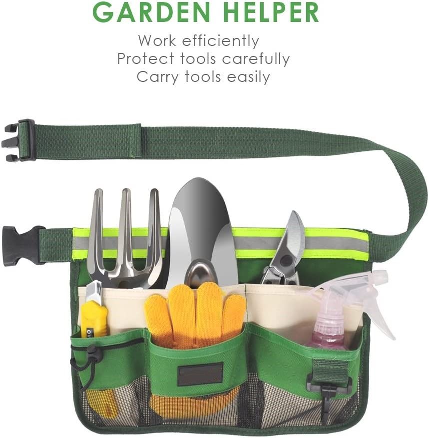 Green Tool Belt 7 Pocket Gardening Tools Belt Bags - Foxwoll for Sustainable Garden Tool Belt Green