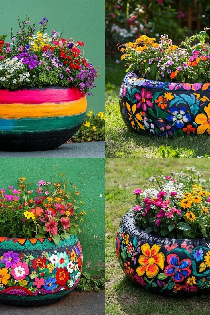 How To Make A Diy Recycled Tire Garden Planter | Garden Crafts Diy ... with Recycled Tire Garden Planters
