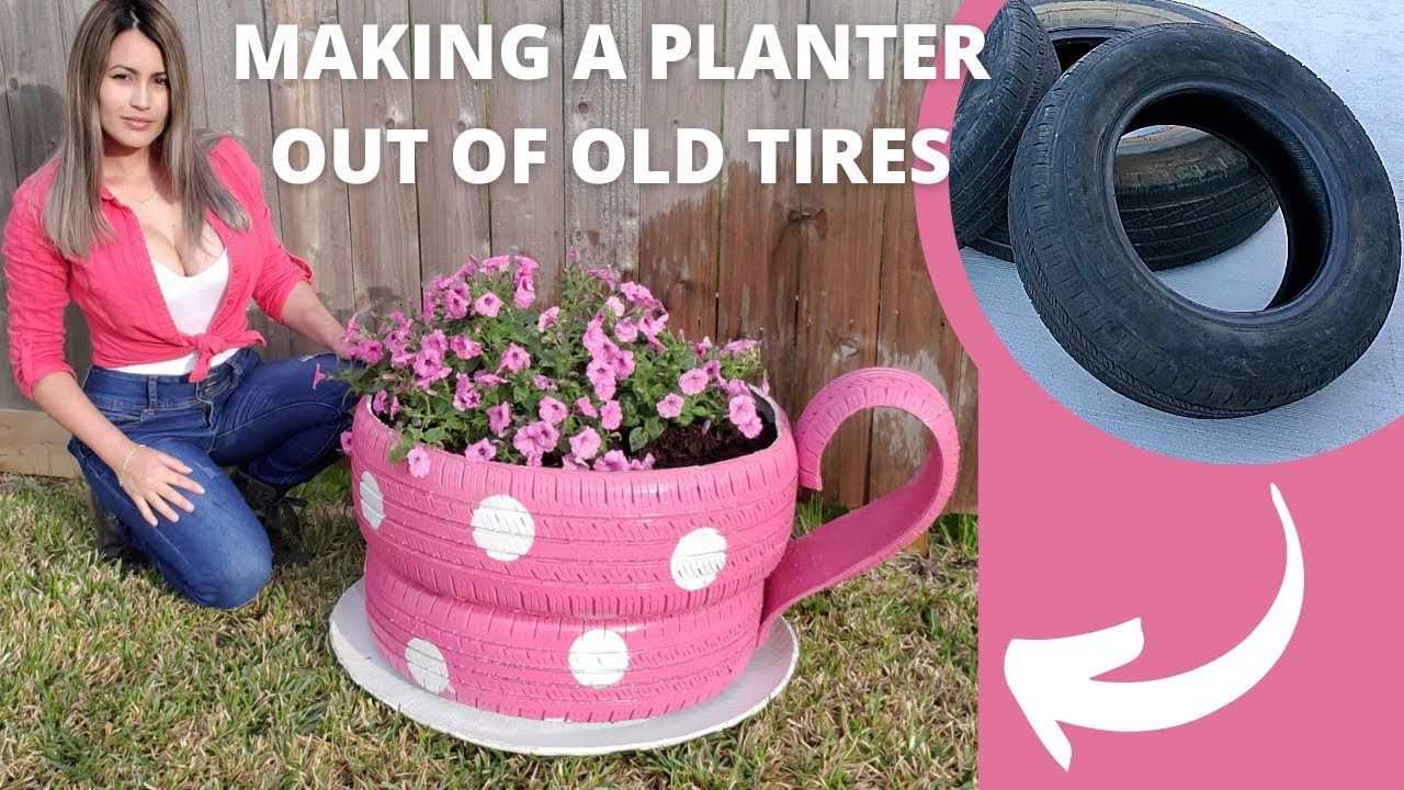 How To Make A Tea Cup Planter Out Of Old Tires // Diy Ideas With Scrap ... intended for Building beautiful recycled tire garden planters step by step