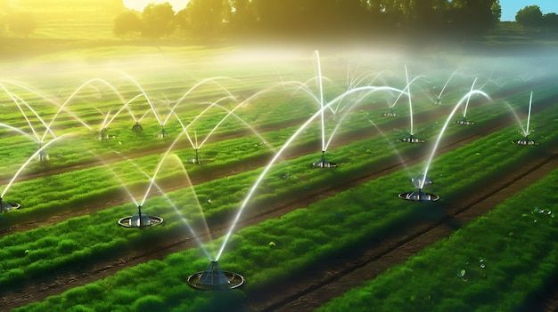 Premium Ai Image | Modern Smart Irrigation Systems Technology For ... with Smart Sprinkler Controller Sustainable
