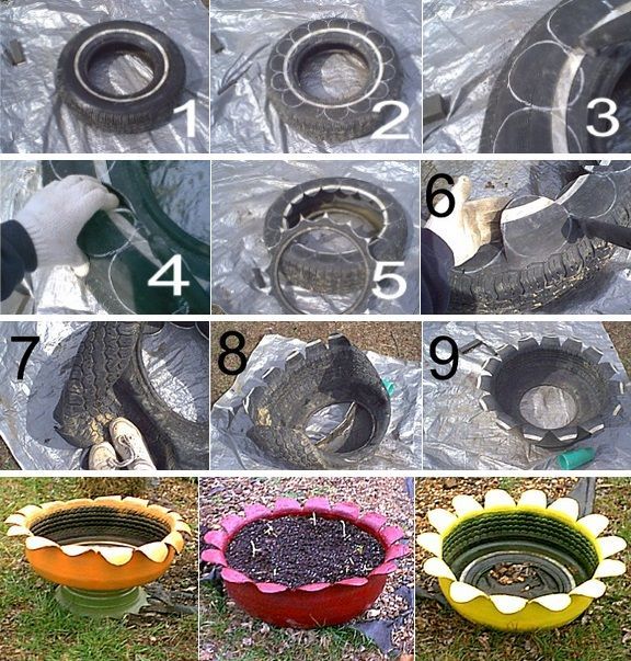 Building beautiful recycled tire garden planters step by step
