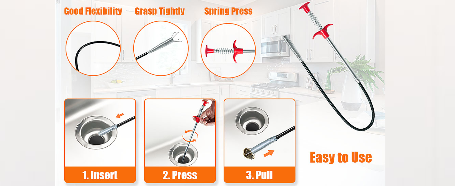 Shuoguo Drain Snake,76 Inch Flexible Grabber Claw Pick Up Reacher Tool ... with Best Tools To Snake A Drain At Home