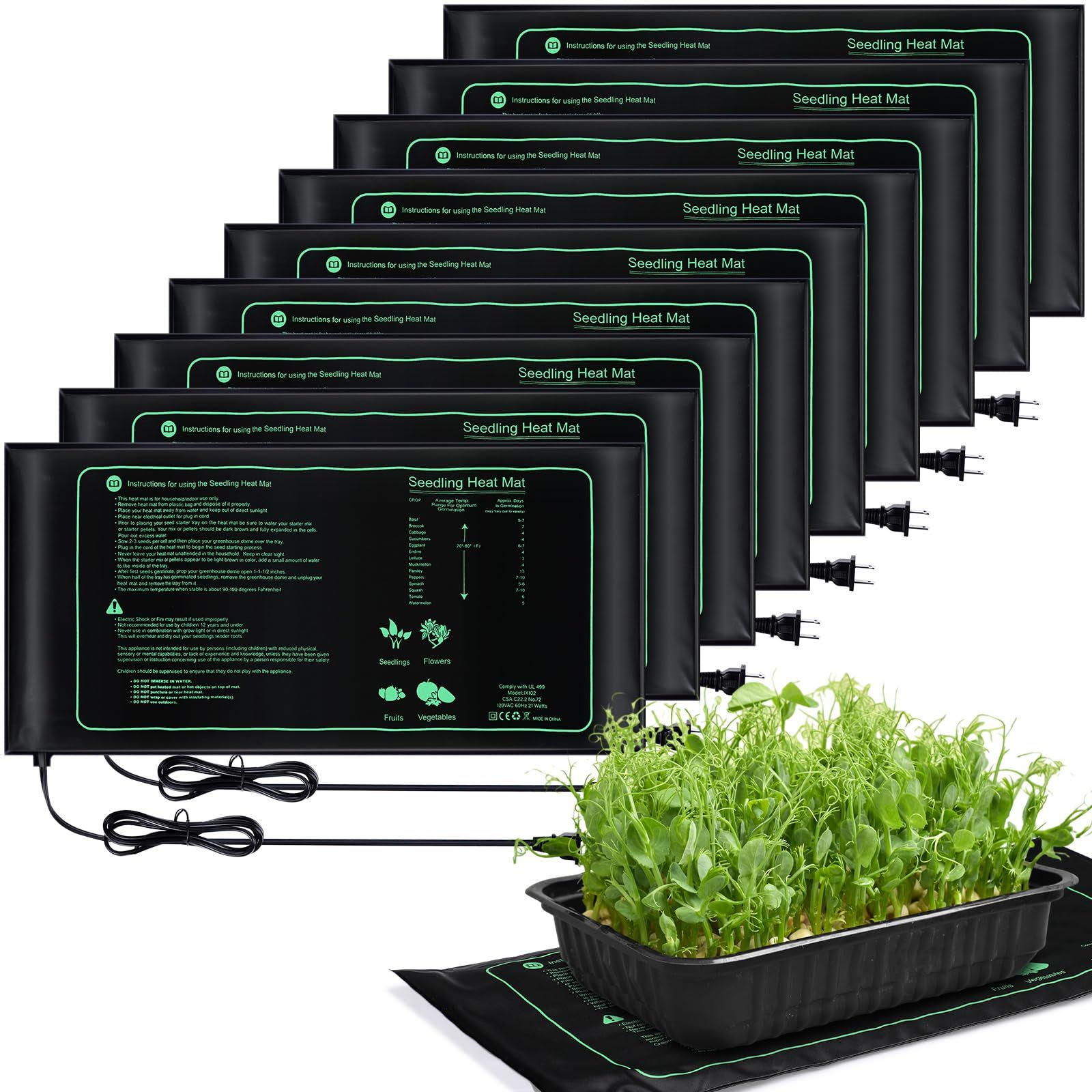 10 Pack Durable Seedling Heat Mat 10" X 20.75" Waterproof Plant Heating ... with regard to Bamboo Seedling Heat Mat Eco