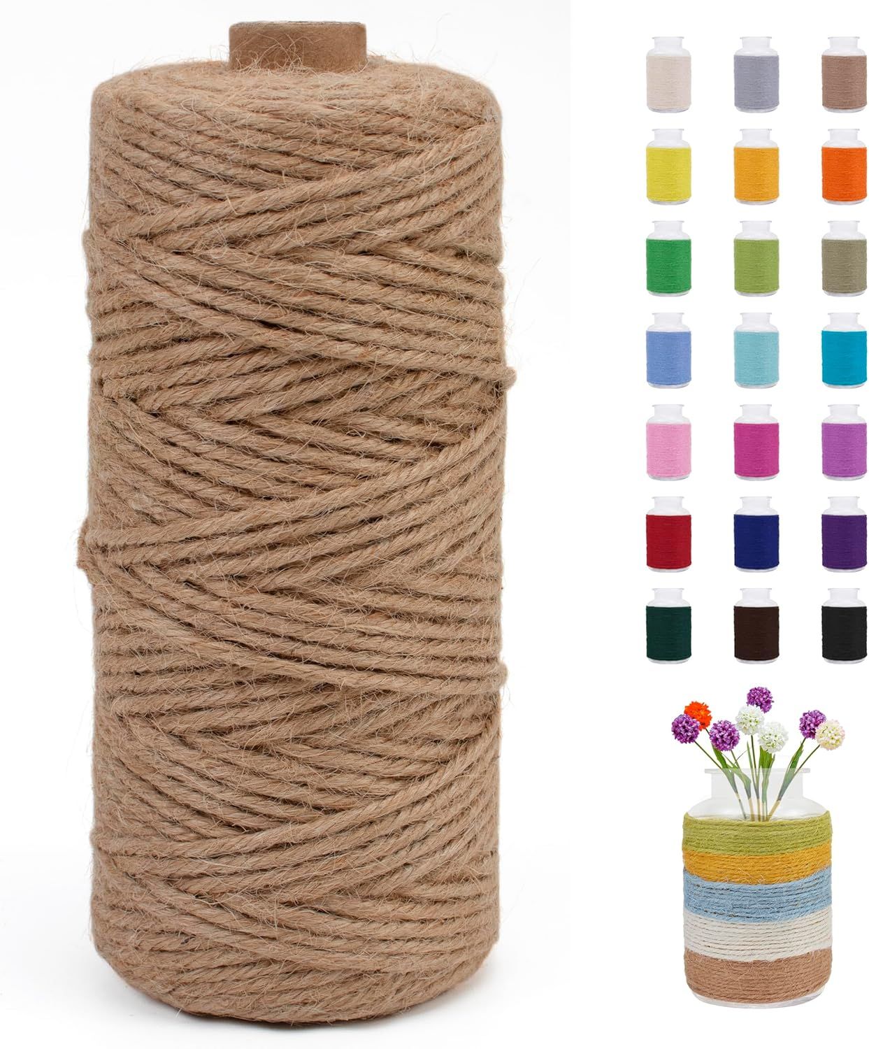 Amazon.com: Jeogyong 3Mm Jute Twine String 328 Feet Natural Thick ... throughout Natural Jute Garden Twine