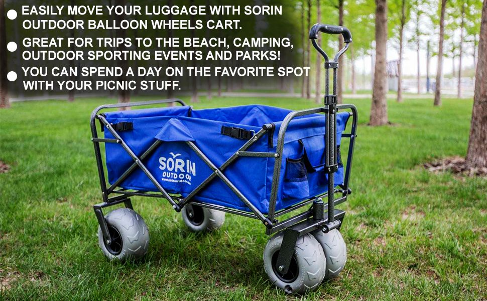 Amazon.com: Sorin Outdoor Heavy Duty Collapsible Foldable Beach Cart ... within How to Choose the Best Sustainable Garden Cart Wheels for Your Outdoor Space
