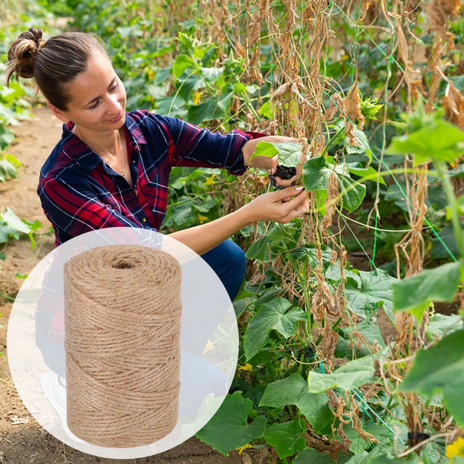 Baikk Garden Twine, Garden Strong Natural Jute 800Ft Long Green Twine ... for Compostable Garden Twine Roll
