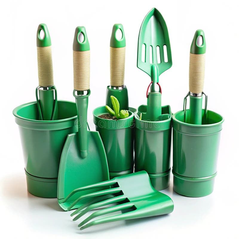 Plastic Garden Tool Set With Sustainable Handles Stock Illustration ... for Choosing the right sustainable garden tool sharpener for your eco-conscious garden