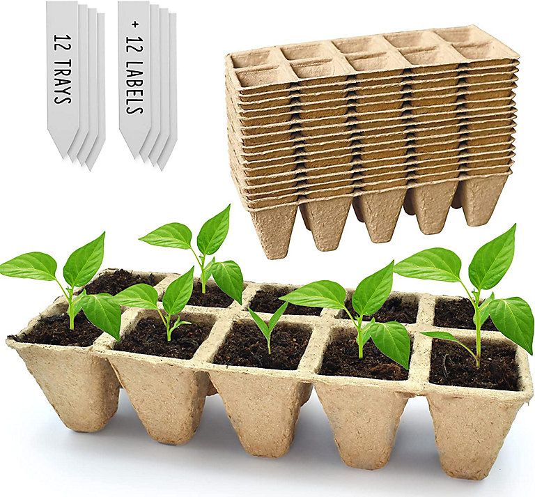 Seedling Tray Peat Pots, 12 Pcs (120 Cells) Biodegradable Seed Trays ... within Reducing waste in gardening with biodegradable seedling trays